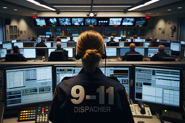 View of Monitoring Station with multiple screens in frame